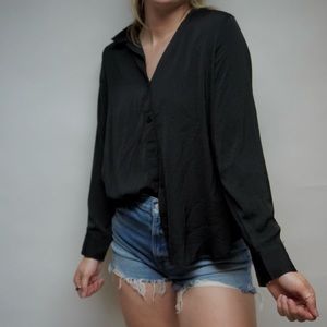 Calvin Klein button down satin top